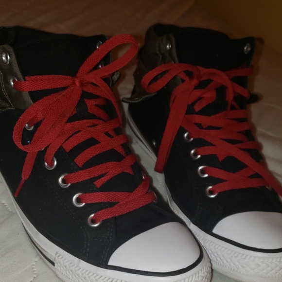 black and red converse high tops
